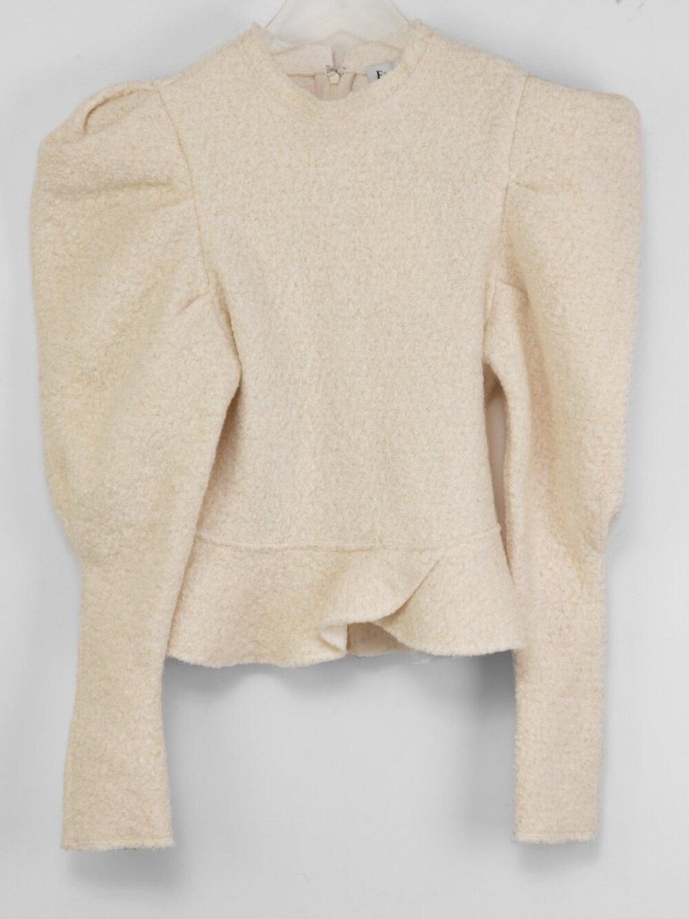 En Saison Camille Puff-Sleeve Sweater Cream Metallic Thread Size XS New